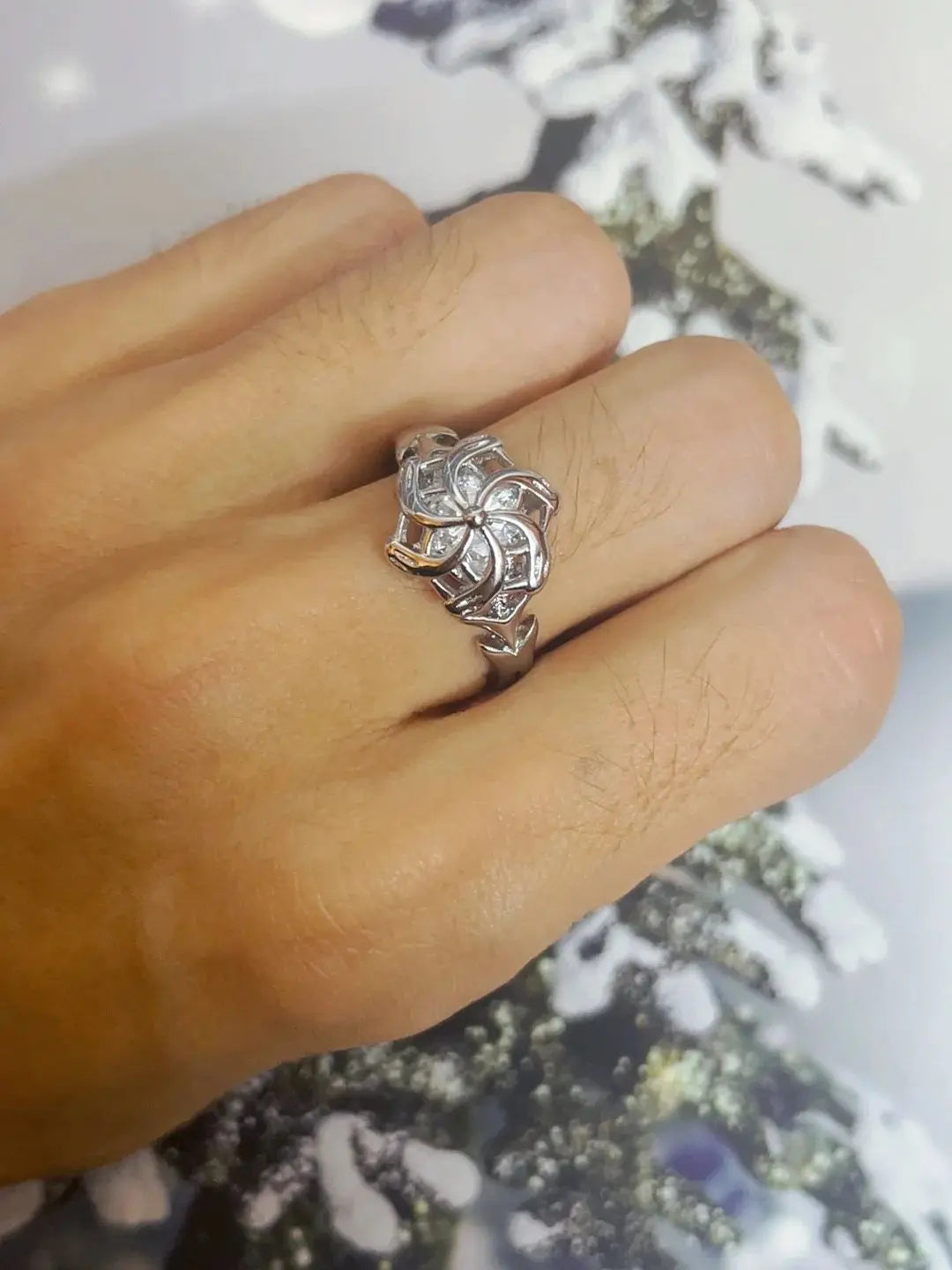 Genuine 925 Sterling Silver Ladies Ring The Galadriel Nenya Zircon Engagement Wedding Band Ring