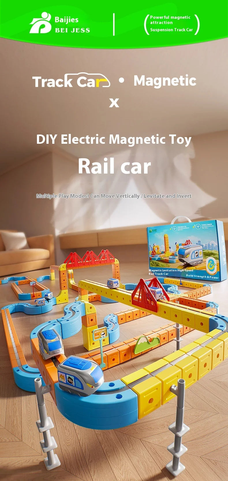 DIY Train Toy For Boys Magnetic Track 1:64 Electric Vehicle Miniature Model Toys Education 3 Years Children Gifts