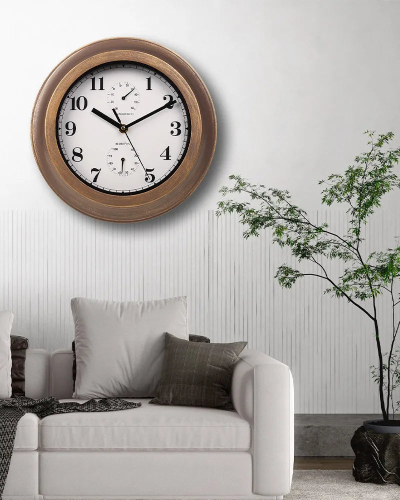 12 Inch Outdoor Waterproof Wall Clock Bathroom Kitchen Patio Shop Living Room Decorative Wall Clock Stylish Silent Wall Clock