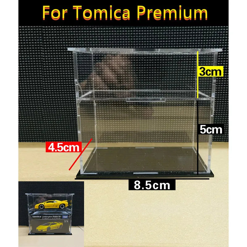 1/64 Model Cars Acrylic Display Case Fit for Mini Size MiniGT Tomica Required Assembly Proof Box Cabinet Toy Vehicles