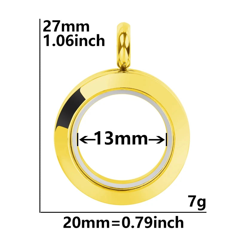 5Pcs 20-40mm Stainless Steel Glass Memory Cremation Urn Locket Pendant Openable Round Reliquary Photo Medaillon Colgantes