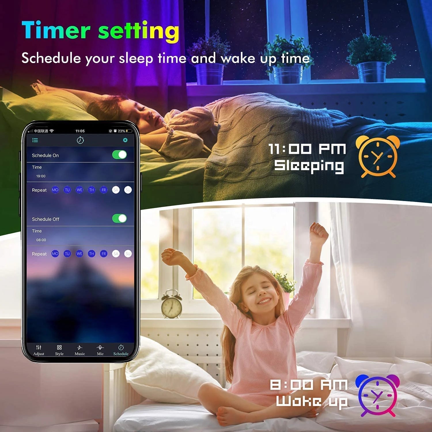 Led Lights for Room Music Sync RGB Led Strip Lights 10m 20m 30m Flexible Ribbon for Room Bedroom Decor TV Backlights