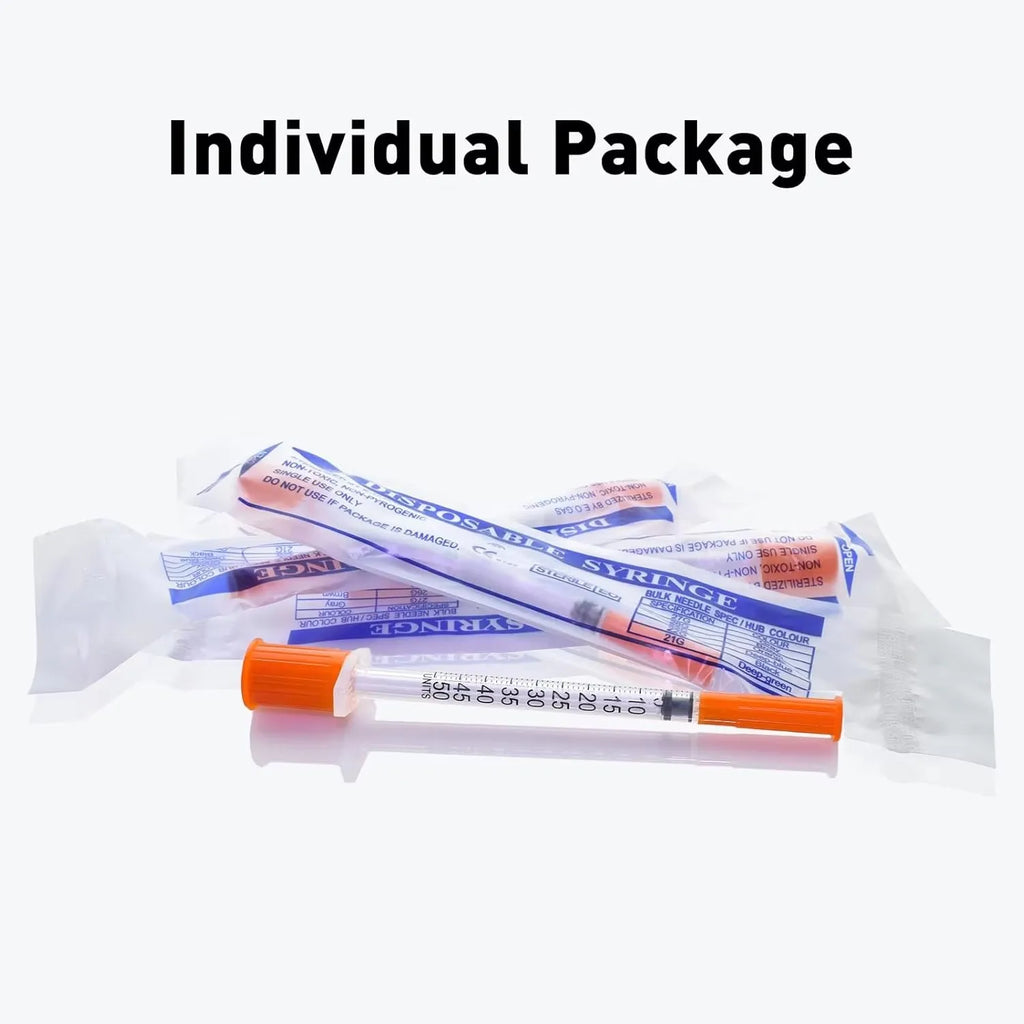 20 Pcs 0.5ml / 1ml Disposable Plastic Veterinary Syringes with Needle, For Pets & Farm Livestock Animals