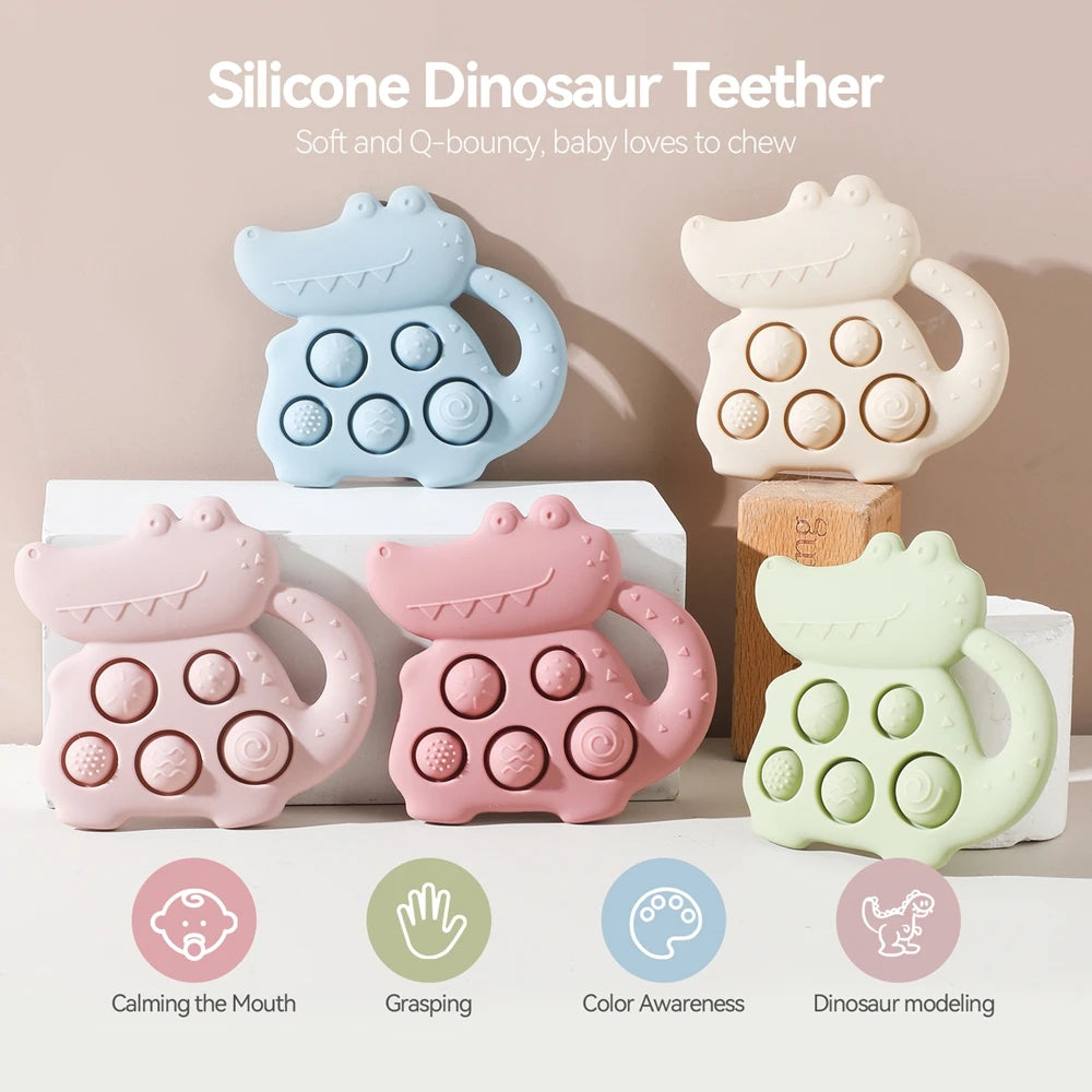 1pc Silicone Baby Toys 0-12 Baby Teether Toys Baby Fidget Toys Teething Sensory Toys Silicone Hand Bell Silicone Soothing Toys