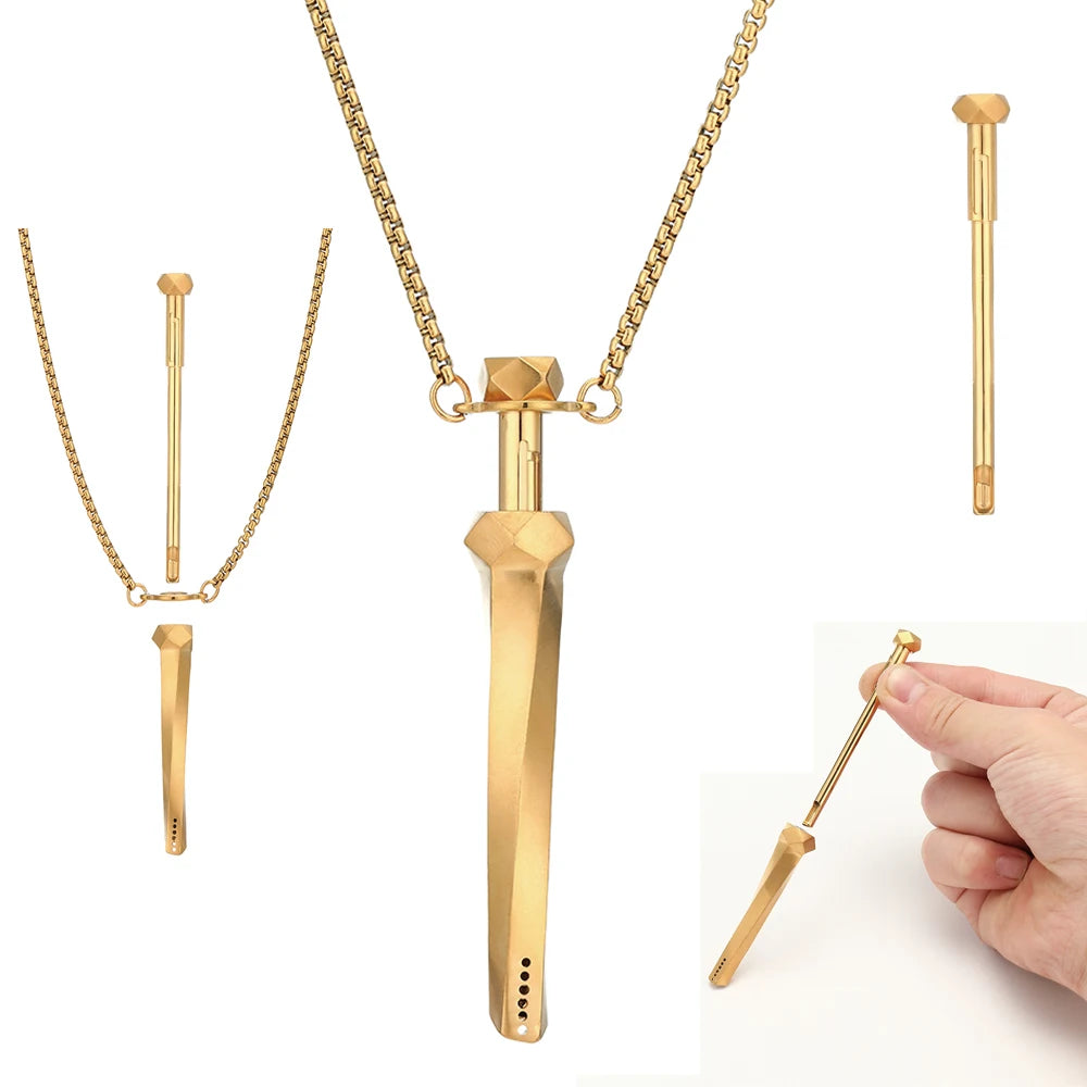 Geometric Cut Breathing Necklace: 2-in-1 Spring Telescopic Straw for Anxiety Relief, Stress Relief & Mindfulness