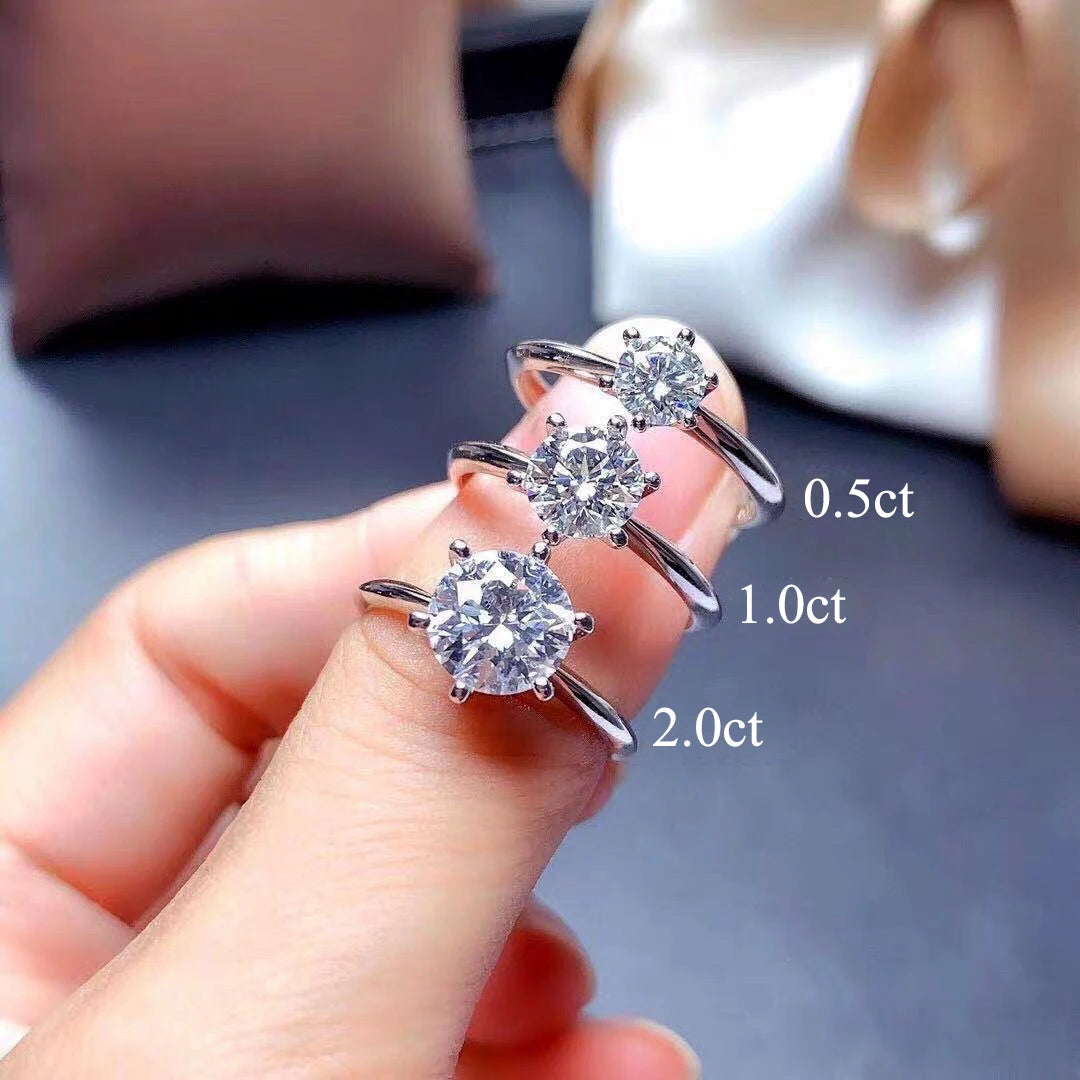 100% Real Moissanite Ring D VVS1 Pass Diamond Test Pen Adjustable Size S925 Sliver GRA Certificate Wedding Rings for Women 02