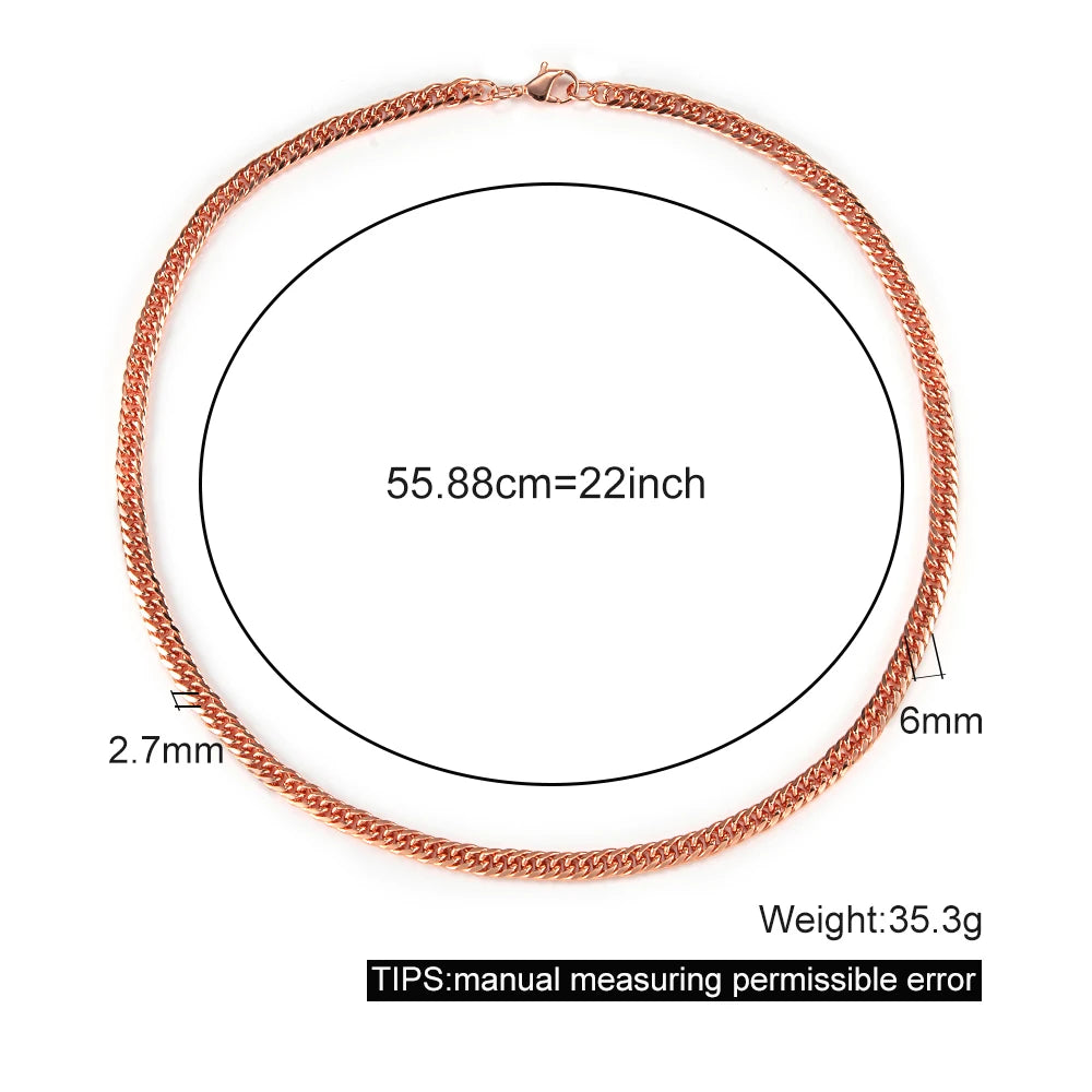 Vinterly Cuban Chain Long Necklace for Men Women Red Copper Adjustable 20/22 Inch Twisted Necklaces Anti-scratch Chain Jewelry