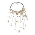 Metal Stars Moon Waterfall Tassels Pendant Necklaces for Women Vintage Statement Jewelry Holiday Party Gifts
