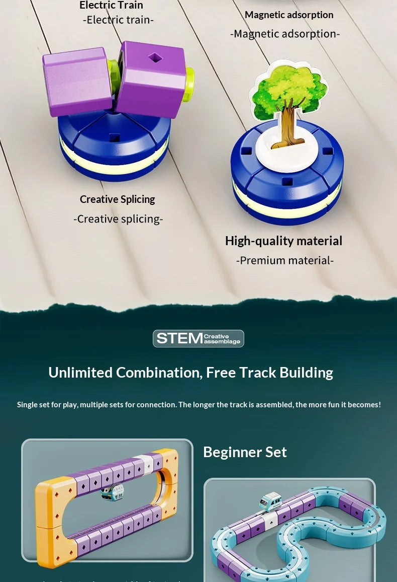 Magnetic Building Blocks Track Car Variable Assembled Track Puzzle Educational Toy For Adult Family Interactive Game School Gift