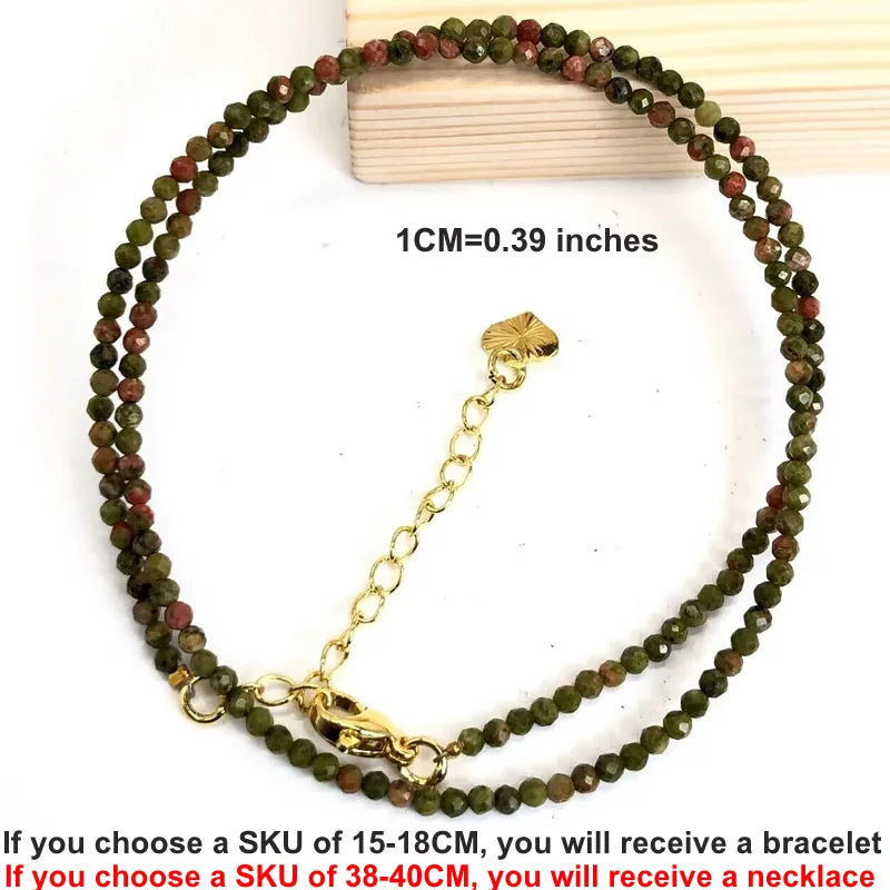 Natural Gemstones 2mm Cutting Angle beads Necklace Tourmaline quartz garnet zircon Bracelet Choker Men Female Jewelry Party Gift