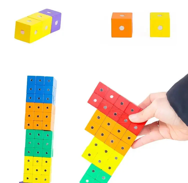 2*2*2cm Square Cube Rainbow Blocks Building Assembling Blocks Wooden Toys for Gift