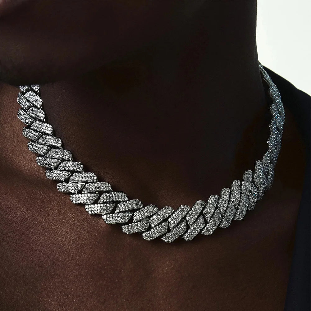 13/14/20MM HipHop Iced Out Chain Cuban Link Chain Necklace For Men Gold Silver Color Rhinestone Pave Men's Birthday Jewelry Gift