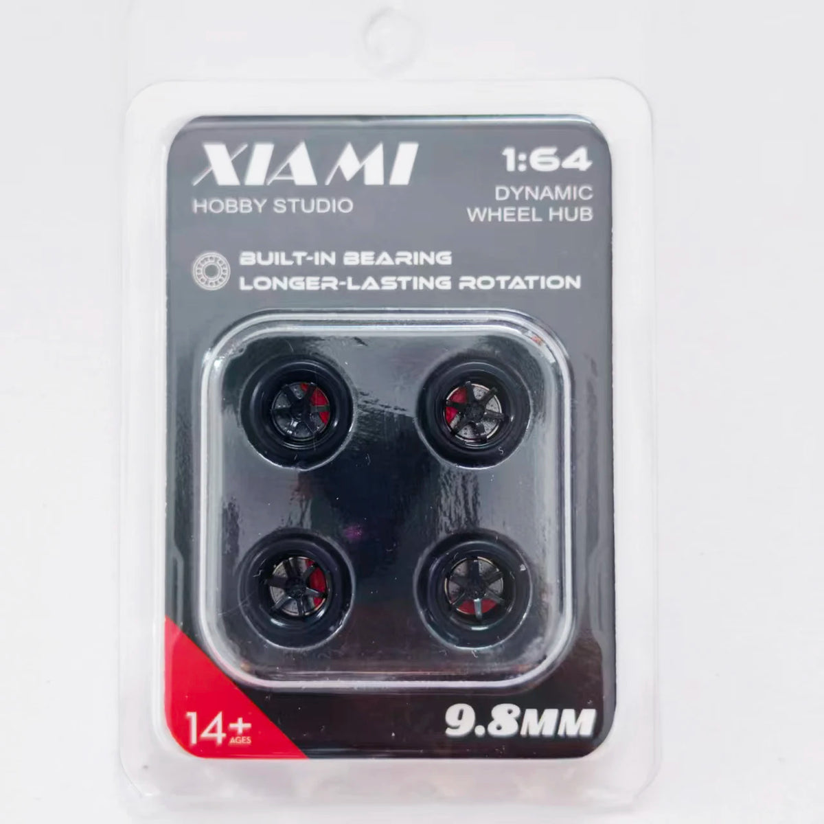 1/64 Car Model Bearing Wheels 9.8mm 10.8mm Rubber Tires W Brake Disc Caliper Axles Modify Spare Parts for 1:64 Cars