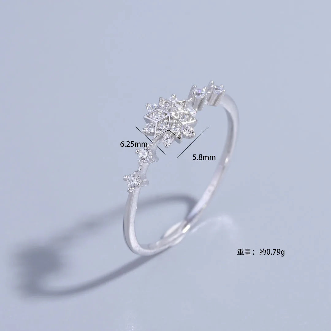 S925 Sterling Silver French Luxury Zircon Ring for Women,Simple Fashionable Jewelry Gifts Accessories Wholesale Dropshipping