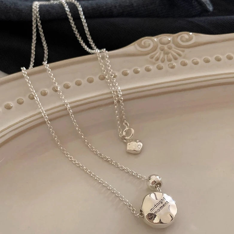 925 Sterling Silver Necklace Black Beads Square Irregular Punk Geometric for Women Girl Jewelry Gift Dropshipping Wholesale