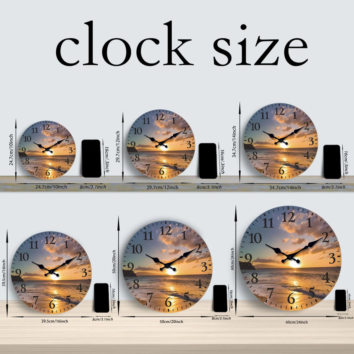 [10-14inch] 1 Wooden Patterned Wall Clock, Silent Running Timekeeping Clock, Suitable for Living Room, Bedroom, Kitchen, Hallway, Outdoor, Office Decoration | Suitable as a Gift for Friends, Valentine's Day, Easter, and Mothe