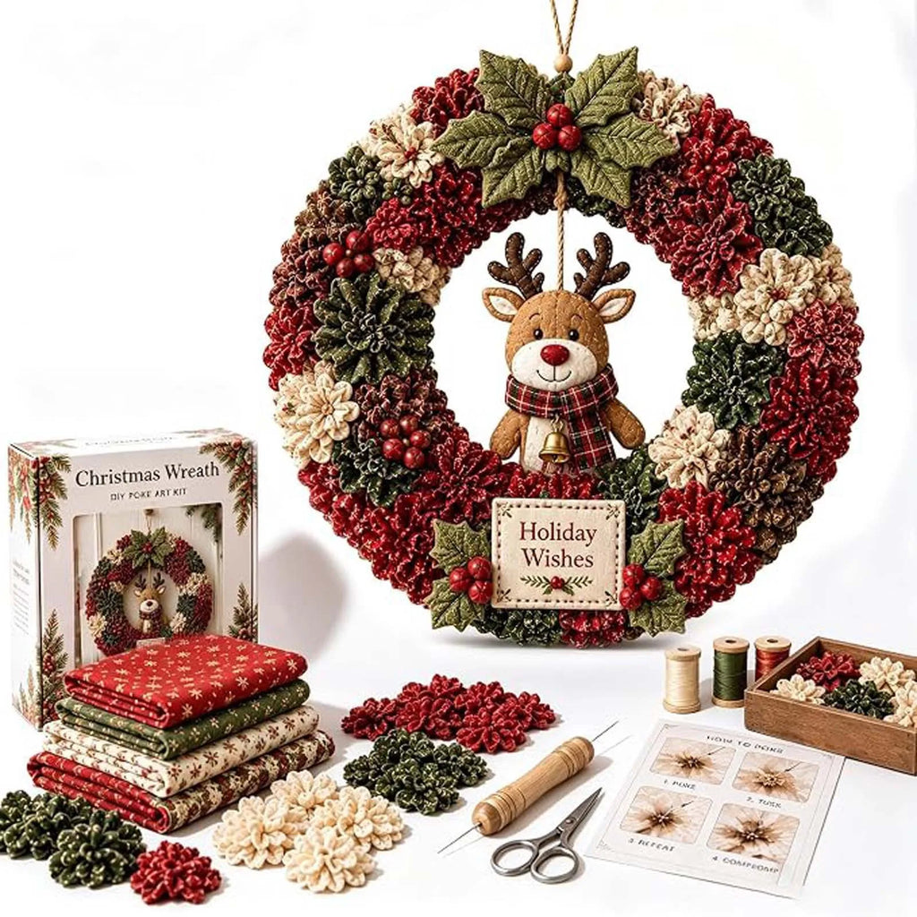3D Christmas Fabric Poke Art Kit No-Sew Christmas Craft Holiday Door Decor Holiday Family Craft Art Kit Christmas Gift