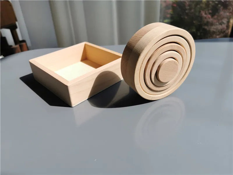 New Beech Wood Arch Stacking Blocks Rainbow Bending Wooden Building Timber Toys Set for Kids Creative Play