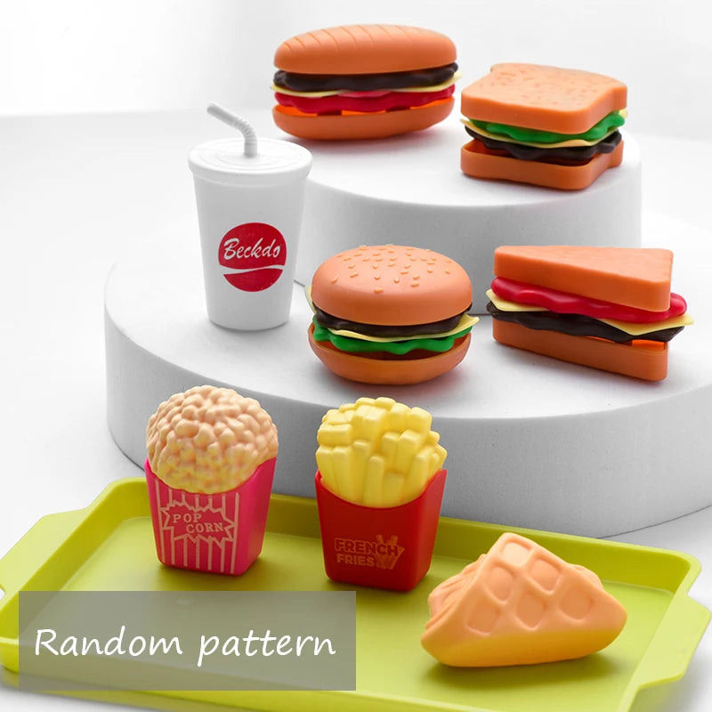 Kids Mini Kitchen Toy Detachable Snack Hamburger Cookie Miniature Accessories Plastic Pretend Toy Play House Food Sets Gift Boys
