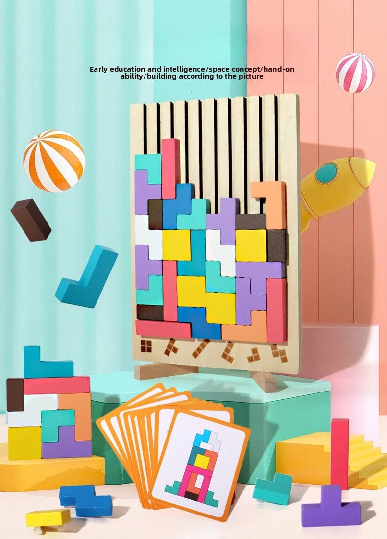 3D Wooden Puzzle, Building Blocks, Puzzle Game, Baby Logic Training Puzzle Toys, Parent-Child Interactive Games