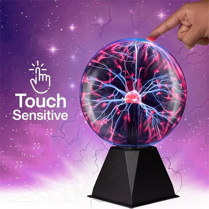 3/4/5/6/8 Inch Magic Plasma Ball Lamp LED Atmosphere Night Light Only Touch Sensitive Glass Plasma Light Bedroom Decor Kids Gift