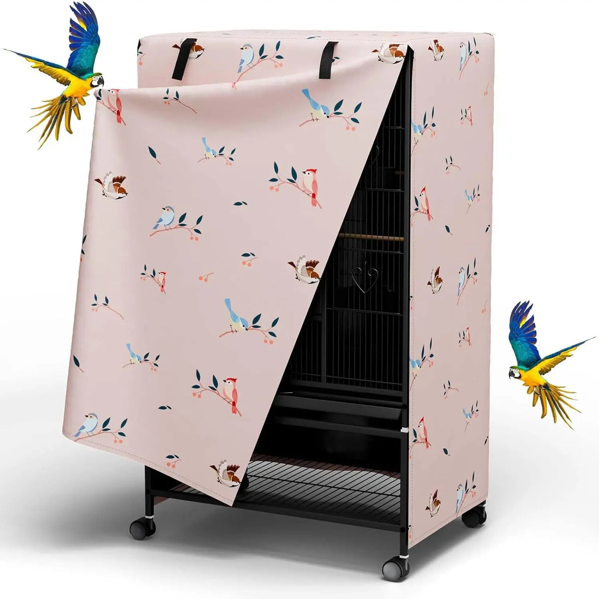 Nighttime Bird Cage Cover with Zipper Panel Blackout Birdcage for Winter Universal Breathable Good Night Enclosure for Bird