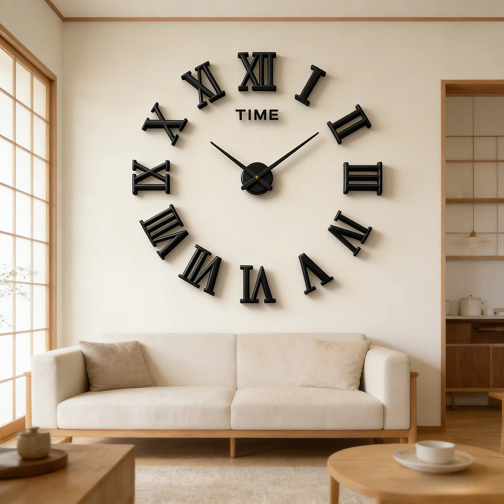 2D/3D Large Roman Numeral Acrylic Mirror Wall Clock Sticker Fashion DIY Quartz Clocks Watch Home Decoration Living Room Stickers