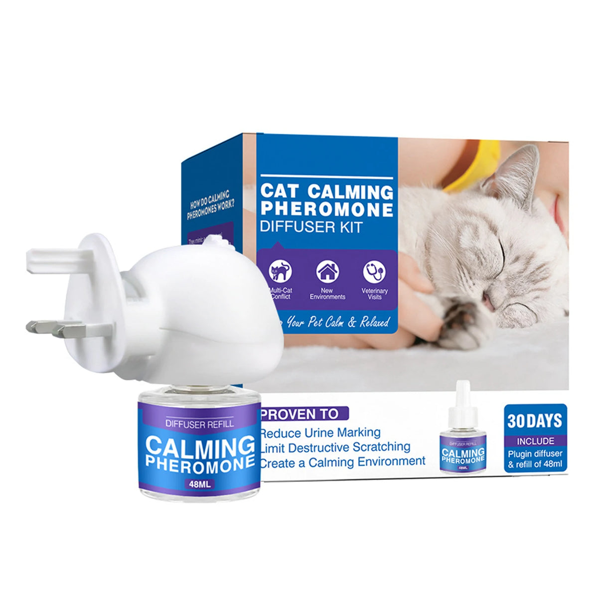 Cat Pheromones Calming Diffuser Refill Reduce Fighting Relieve Stress Refill Natural Cat Calming Diffuser Refills Pet Supply