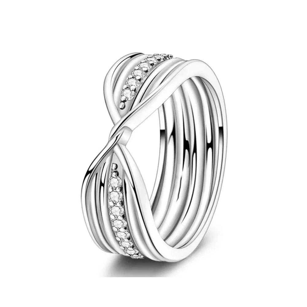 Christmas 925 Sterling Silver Crown Heart Flower Wing Zircon Sparkling Rings For Women Fine Jewelry wedding Anniversary Gifts