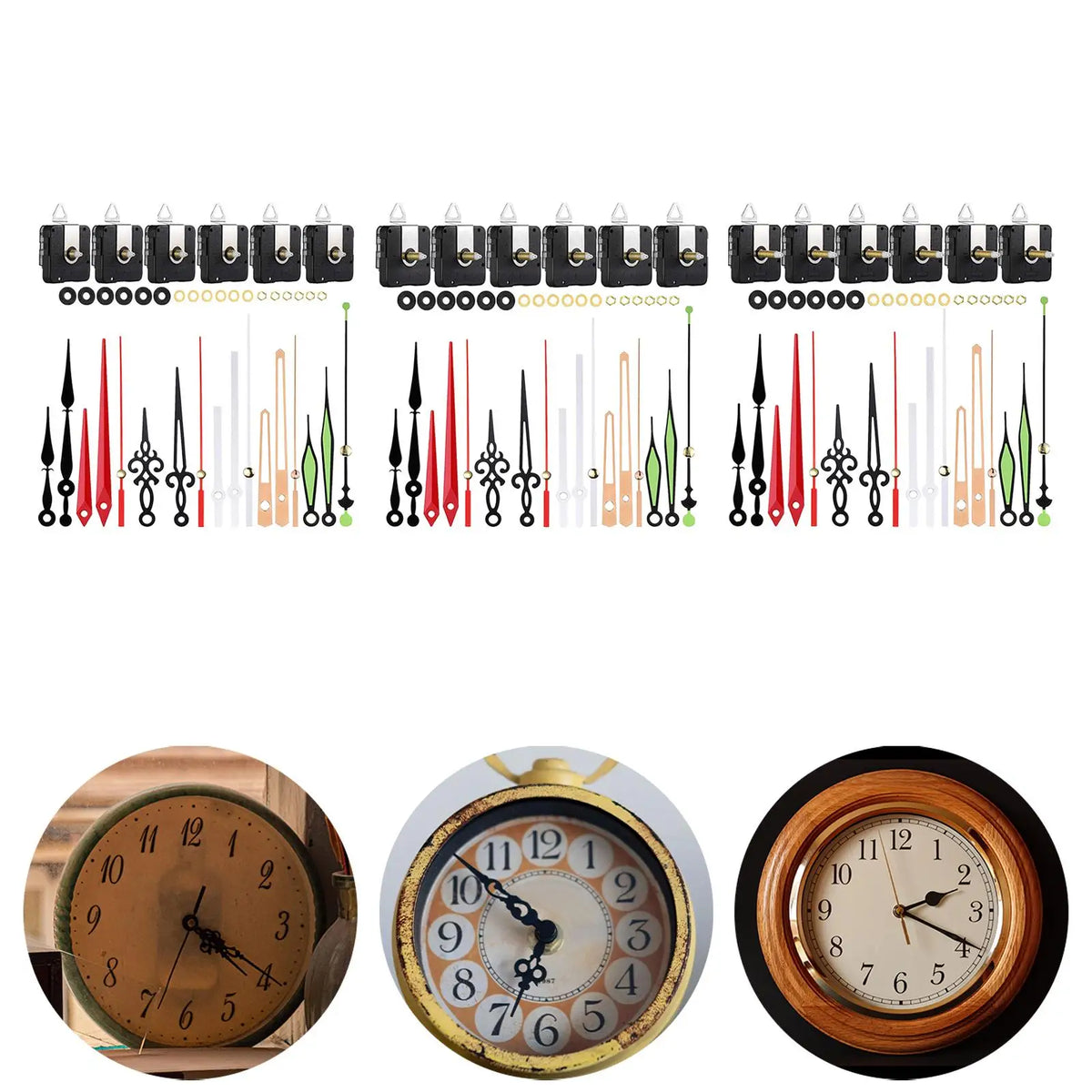 6Set DIY Wall Clock Movement Mechanism Hanging Clock Mechanism for Living Room Replacement of Broken Clocks Metal Wall Clocks