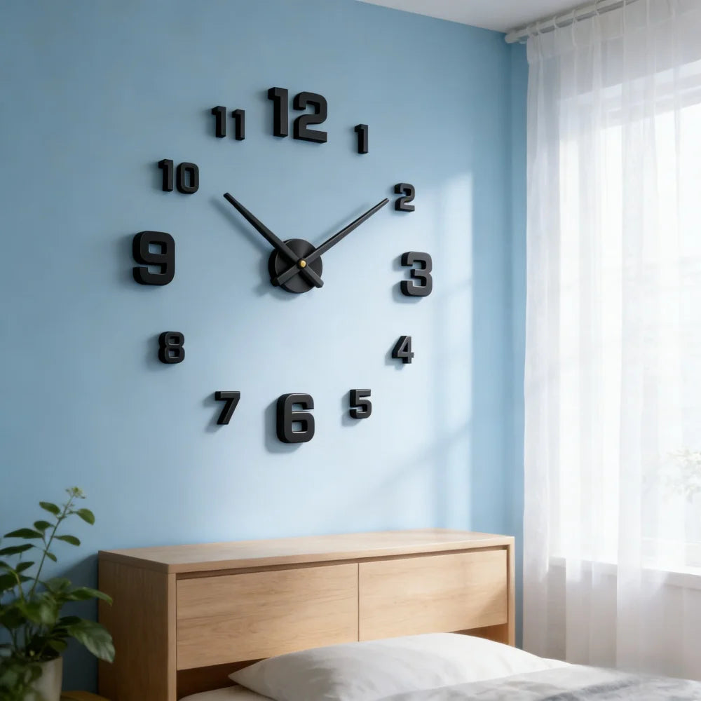 2026 Modern Design Large Wall Clock 3D DIY Quartz Clocks Fashion Watches Acrylic Mirror Stickers Living Room Home Decor Horloge