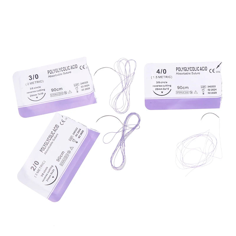 Absorbable Suture Thread Pet Dog Specific PGA 90CM With Needle 2-0 3-0 4-0 Teaching Demonstrations Exercises Use