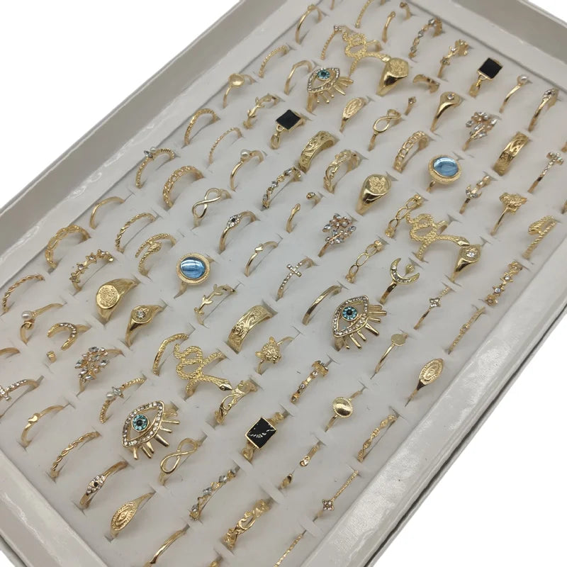 50000 Style Different Finger Rings Wholesale In Stock 100pc/Lot Hot Vintage Silver Gold Color New Alloy Joint Ring Party Women
