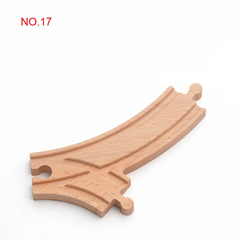 New Wooden Railway Track All Kinds Fork Rail Bifurcation Beech Wood Track Accessories Fit for Thomos Wooden Train Tracks Toy