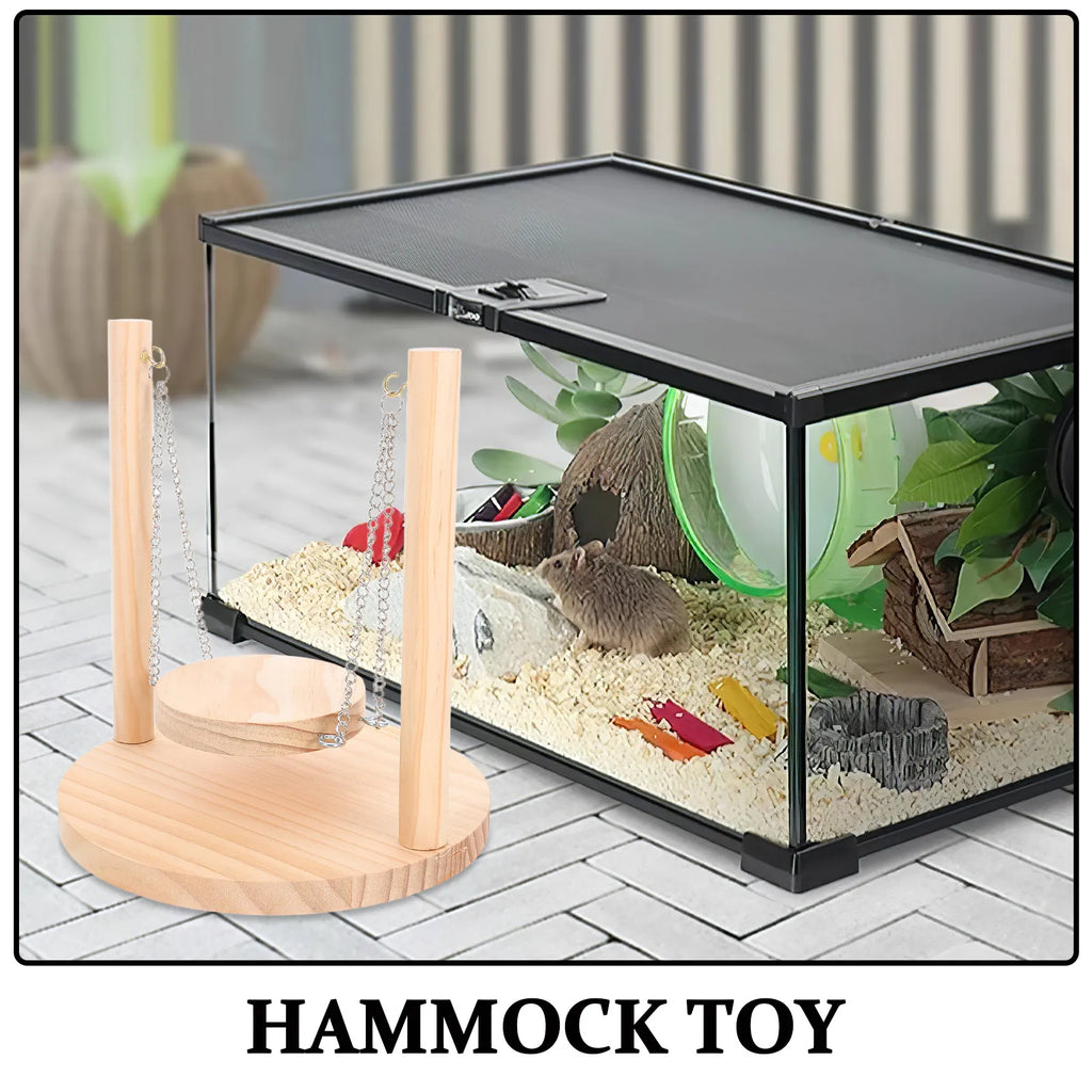 Funny Hamster Wooden Hammock Swing Small Animal Climbing Decorative Molar Hamster Supply Small Animal Wood Hammock