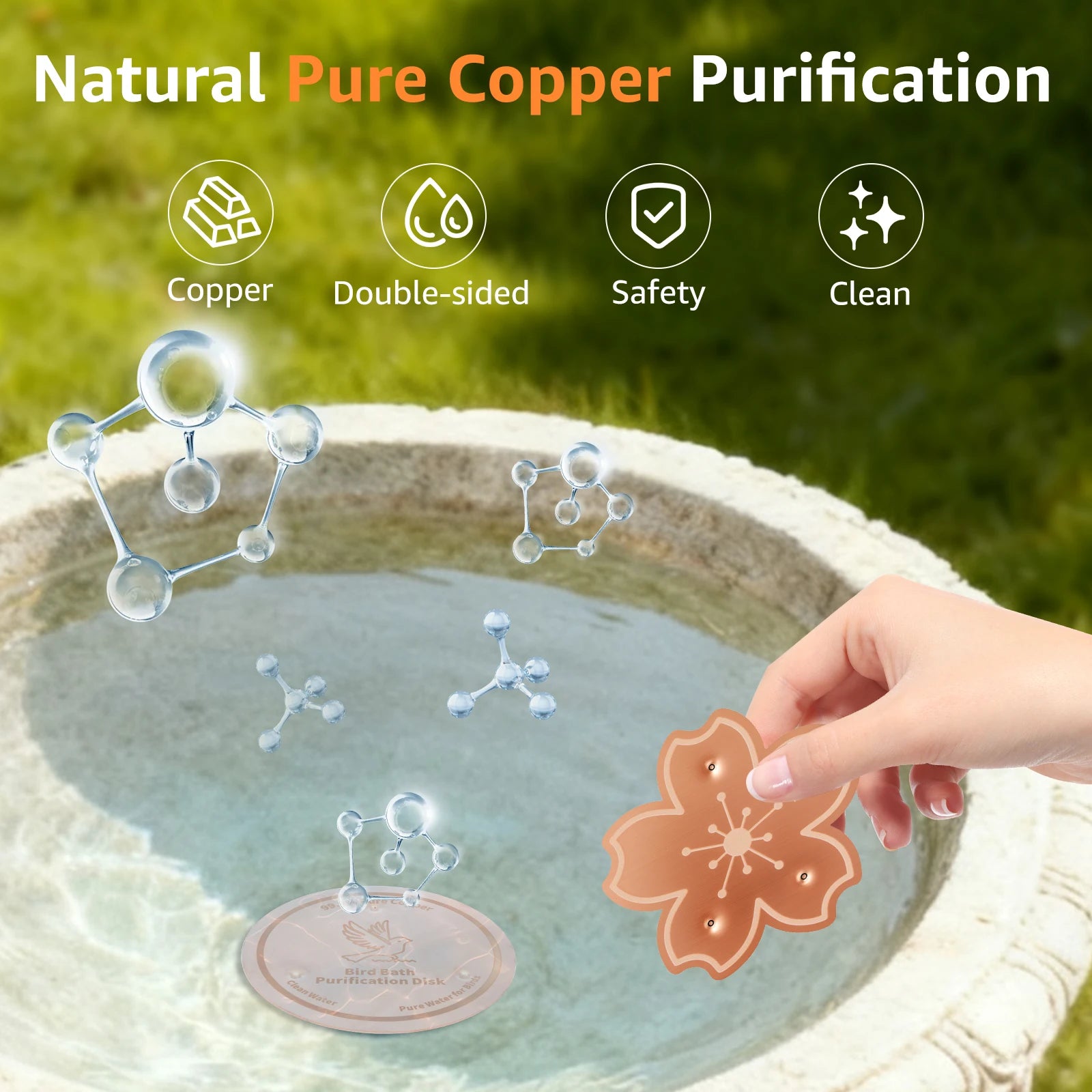2/3Pcs Copper Bird Bath Purification Disk Garden Outdoor Feeder Tray Cleaner Bird Bath Water Fountain Fishpond Lawn