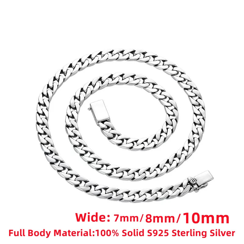 925 Silver Chains Original Certified Cuban Chain Authentic 925 Solid Silver Necklace