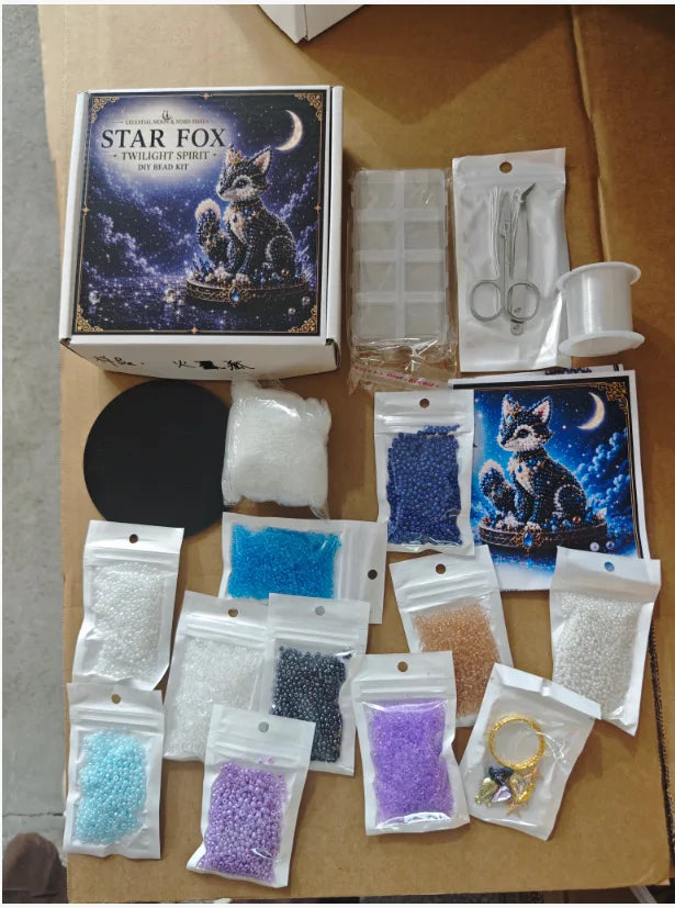 Moon Cat Luna Guardian DIY Bead Kit,Tiny 3D Beaded Luna Guardian Craft Kit, Handmade Magical Cat Kit for Beginner, Home Decor