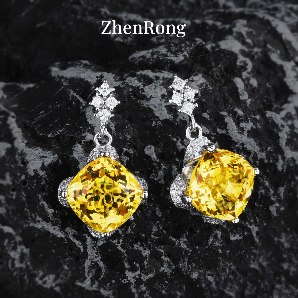 New Women Luxury Simple Bridal Wedding Jewelry Sets 15 Carat Artificial Blue Green Moissanite Pendant Necklaces Earrings Rings