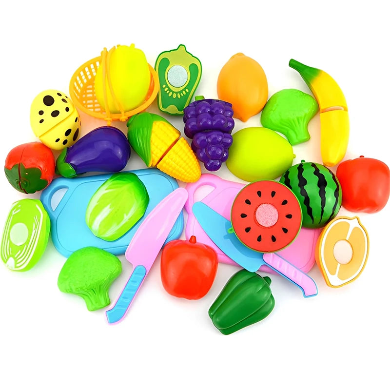 Simulated Fruit and Vegetable Cutting Play Toys Children Pretend Play Parent-child Interaction Toy for Birthday Gift TMZ