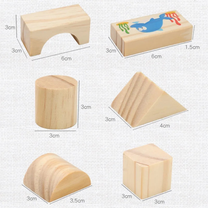 Wooden DIY Puzzle Blocks for Boys And Girls Montessori Stacking Blocks Colorful Educational Creative Toys Enlightenment Thinking
