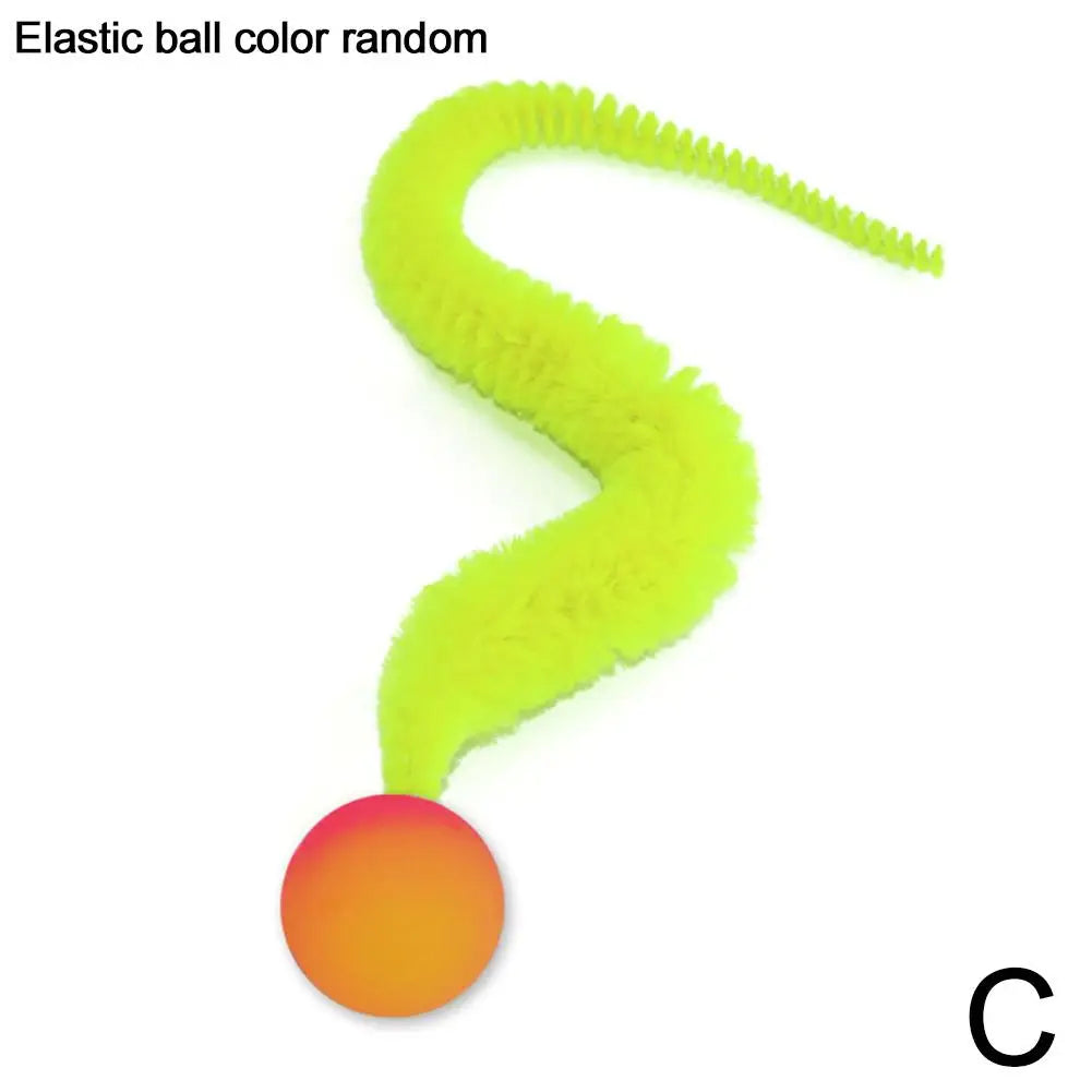 Cat Teaser Colorful Toy Bouncy Ball Fluffy Tail Simulation Kitten Bite Teaser Tool Interactive Cat Elastic Toy Supplies