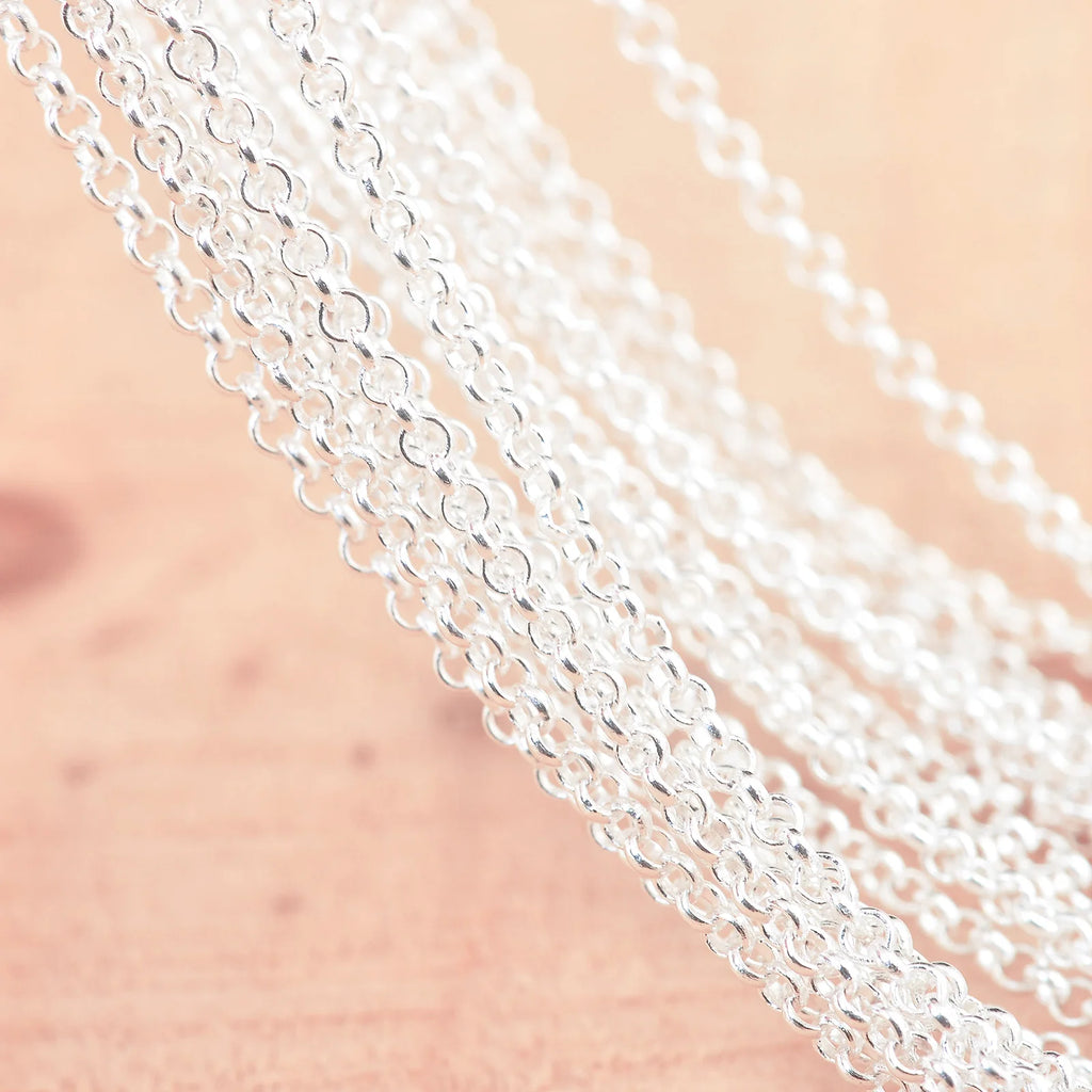10PCS Wholesale Pure 925 Sterling Silver Color Charm Link Chain Necklace Jewelry with Strong Smooth Lobster Clasps 16-30 Inch