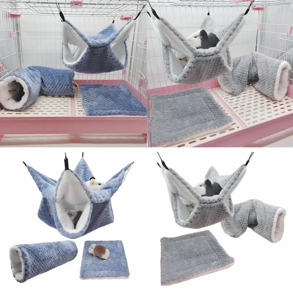 Hamster Nest Winter Bed House Shed Hanging Hammock Cage Tunnel Plush Hideaway for Hamster Guinea Pigs Sugar Small Pe H8z6