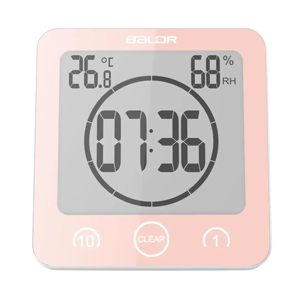 Waterproof Bathroom Wall Clock Digital Shower Clock Timer with Touch Screen, Temperature, Hanging Hole Stand for Kids & Adults