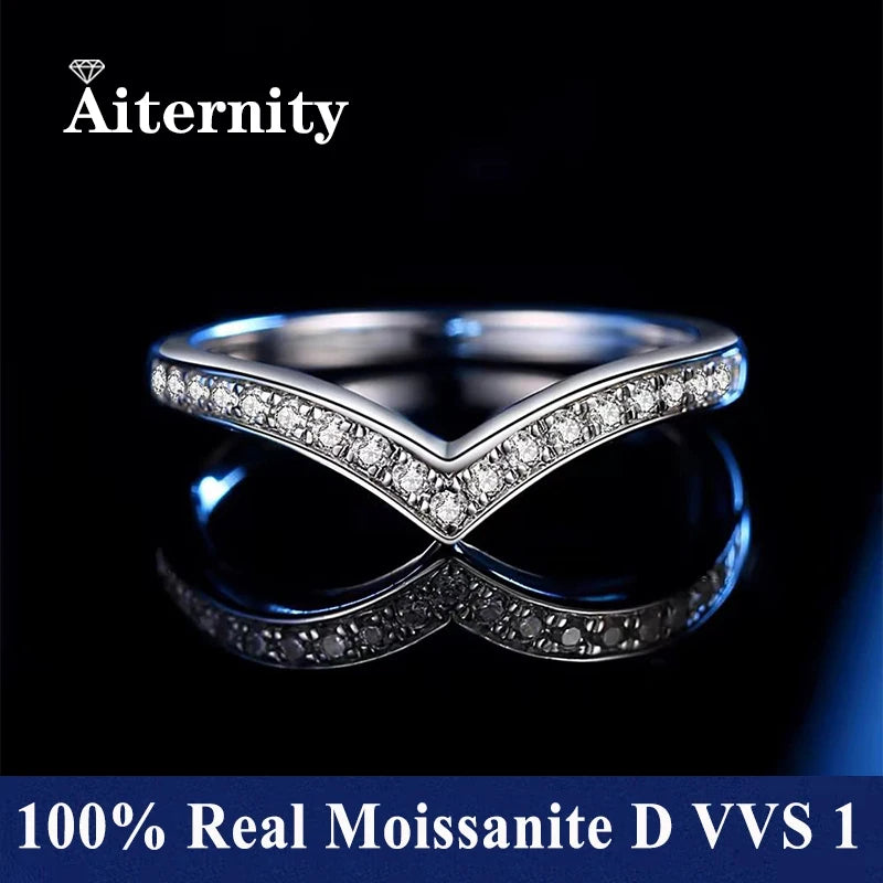 100% Pass Diamond Tester Pen Moissanite Female Single Tail Ring Matching Wedding Diamond Band for Women 925 Sterling Silver Ring