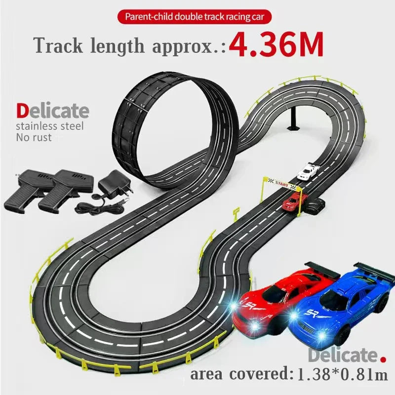 Electric Slot Track Set,1:43 Scale Dual Control Racing Car Toy, Large Double Player Racing Track Vehicle Gift for Boys Ages 8-10