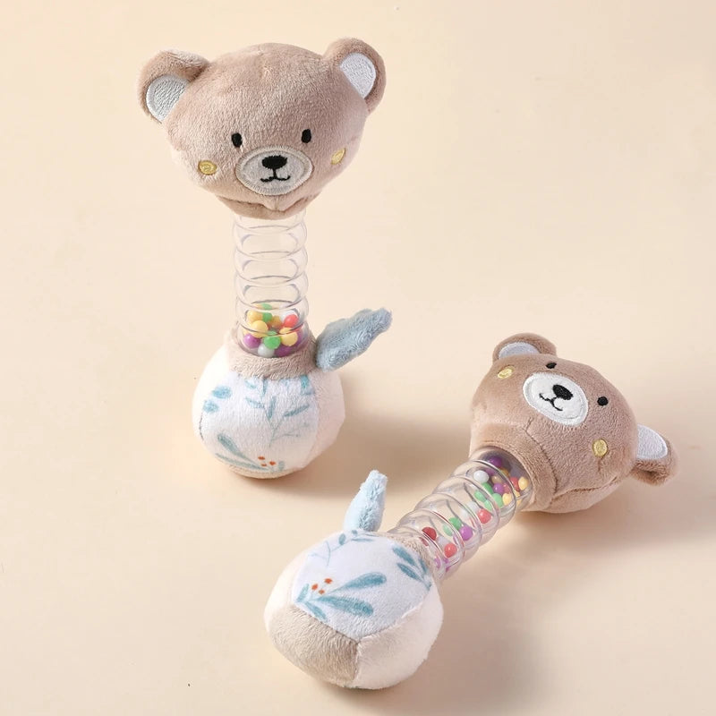 0-12Baby Bear Rattle Early Learning Educational Toy Sensory Soothing Soft Plush Animal Rattle for Crib Handheld Baby Toy Toddler