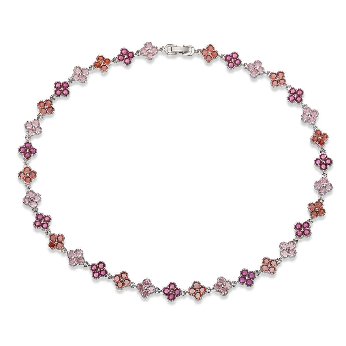 Multi-Color Women's Zircon Flower Delicate Bracelet/Necklace Rainbow Jewelry Gift Optional Mix-and-Match 1 Pcs