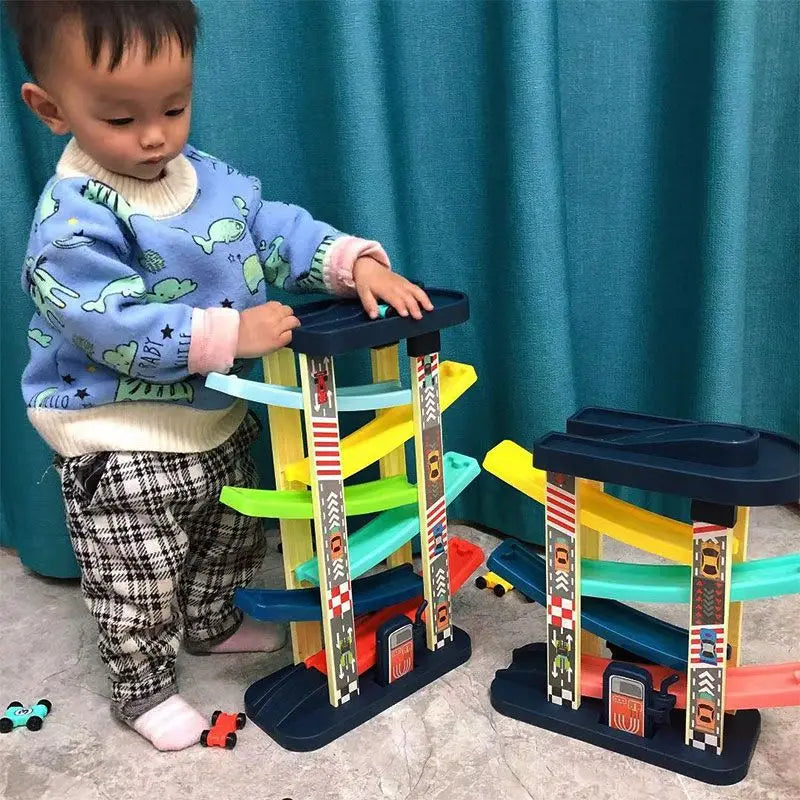 Baby Toys Children's Gliding Track Car Mini Car Inertia Girl Kids 3-Year-Old Boy Toy Multi Layer Cartoon Puzzle Slide Car Toys